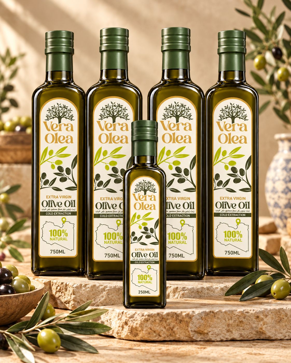 Bestseller-Paket: vier Flaschen Vera Olea 750 ml und eine Flasche 250 ml gratis